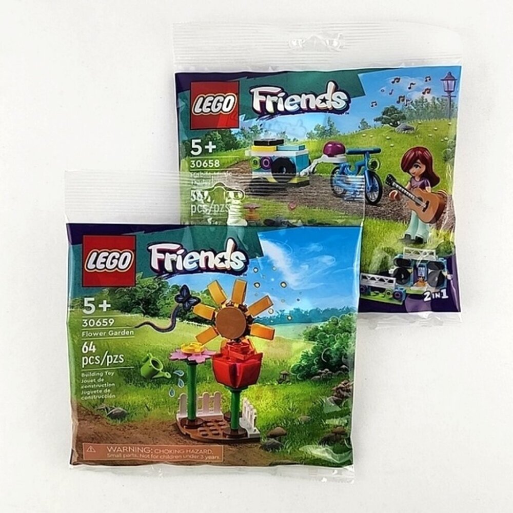 LEGO 2 Sets Friends Flower Garden 30659 & Mobile Music Trailer 30658 5+ Yr